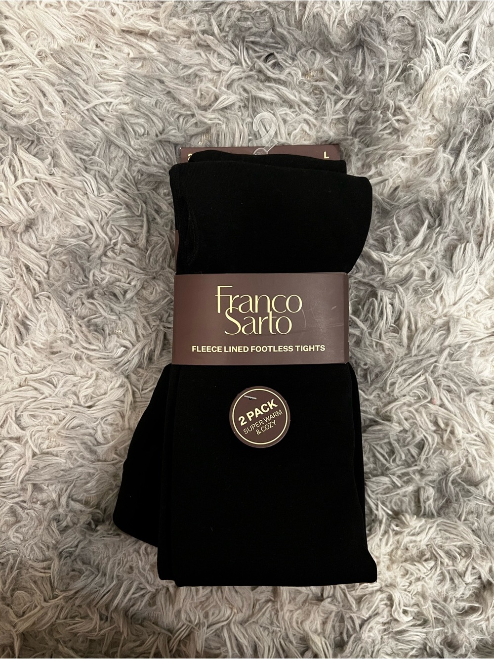 Franco Sarto Black Fleece-Lined Footless Tights